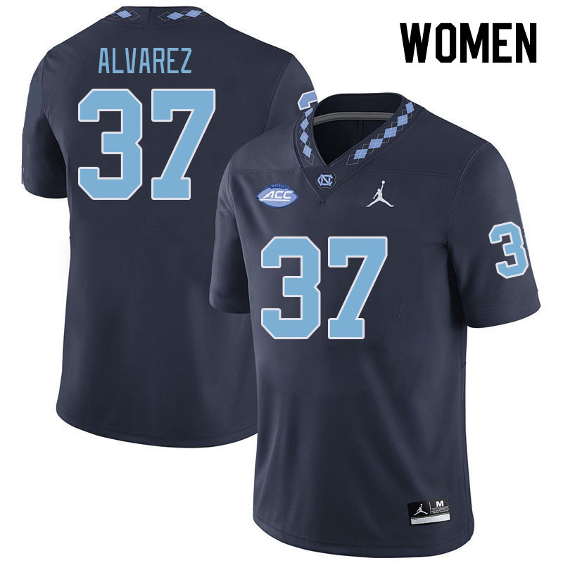 Women #37 Phillips Alvarez North Carolina Tar Heels College Football Jerseys Stitched-Navy